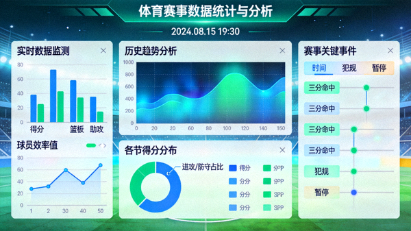 体育赛事数据统计图表与可视化分析界面